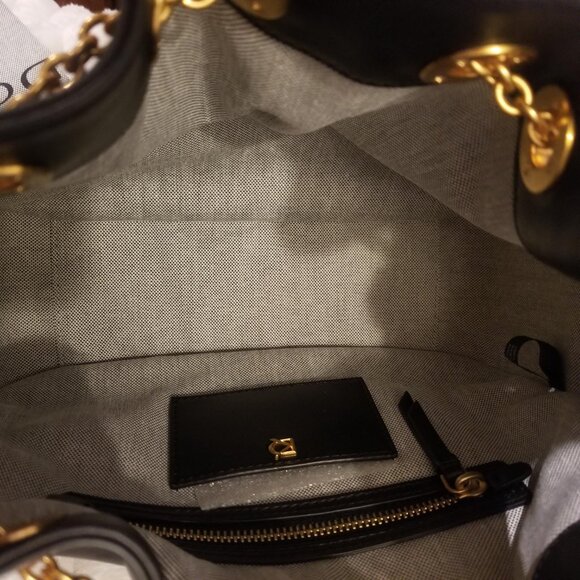 Donna Karan New York Plainview Chain Drawstring Crossbody Bag in Black - Picture 11 of 15